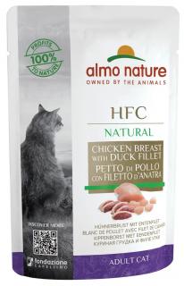 Almo Nature HFC Natural kuřecí prsa a kachní filet - kapsička pro kočky 55 g