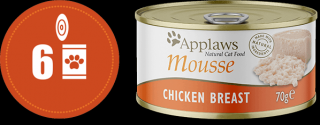 Applaws Mousse kuřecí pěna - konzerva 6x70 g  + mini rolky ZDARMA
