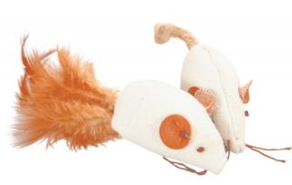 Bavlněná myš s ocáskem - hračka pro kočky 2 ks v balení
