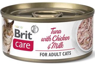 Brit Care Cat tuňák, kuře a mléko - konzerva pro kočky 70 g