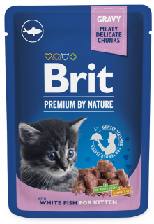 Brit Premium Kitten kousky s bílou rybou v omáčce - kapsička 100 g