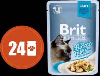 Brit Premium kuřecí filetky v omáčce MULTIPACK - kapsička 24x85 g