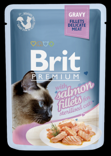 Brit Premium Sterilised filetky s lososem v omáčce - kapsička 85 g
