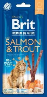 Brit Premium Stick losos a pstruh 3 ks - pamlsek pro kočky