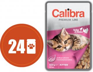 Calibra Cat Kitten krůtí a kuřecí v omáčce MULTIPACK - kapsička 24x100 g