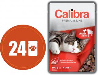 Calibra Cat kuřecí a hovězí v omáčce MULTIPACK - kapsička 24x100 g