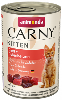 Carny Kitten hovězí a krůtí srdce - konzerva pro koťata 400 g DOPRODEJ