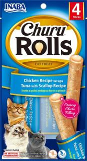Churu Rolls Chicken Tuna Scallop - pamlsek pro kočky 4x10 g