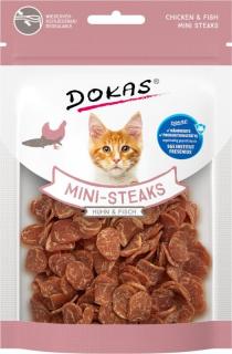 DOKAS mini steaky s kuřecím masem a rybami pro kočky 25 g