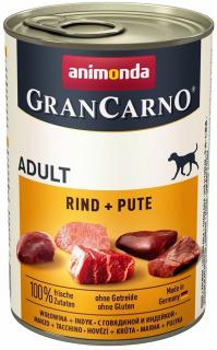 GranCarno Adult různé druhy - konzerva pro psy 400 g Příchuť: hovězí a krůta