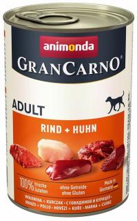 GranCarno Adult různé druhy - konzerva pro psy 400 g Příchuť: hovězí a kuře