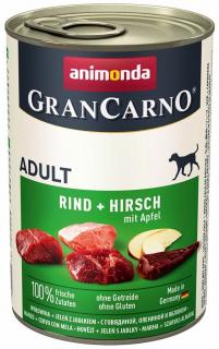 GranCarno Adult různé druhy - konzerva pro psy 400 g Příchuť: hovězí, jelen a jablko