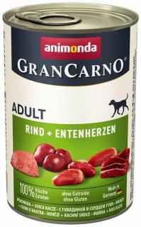 GranCarno Adult různé druhy - konzerva pro psy 400 g Příchuť: hovězí, krůta a kachní srdce