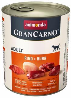 GranCarno Adult různé druhy - konzerva pro psy 800 g Příchuť: hovězí a kuře