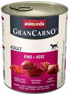 GranCarno Adult různé druhy - konzerva pro psy 800 g Příchuť: hovězí a srdce
