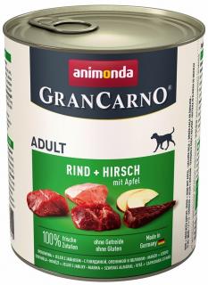 GranCarno Adult různé druhy - konzerva pro psy 800 g Příchuť: hovězí, jelen a jablko