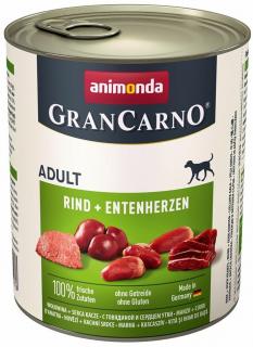 GranCarno Adult různé druhy - konzerva pro psy 800 g Příchuť: hovězí, krůta a kachní srdce