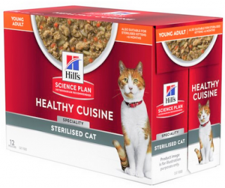 Hill's Feline Young Adult Sterilised Multipack Healthy Cuisine - kapsička 12x80 g