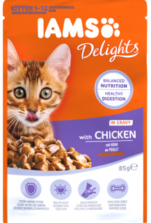 IAMS Delights Kitten kuře v omáčce - kapsička pro koťata 85 g