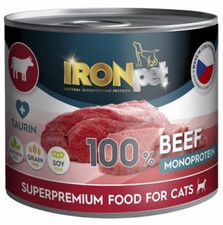 IRONpet Cat Beef (hovězí) 100 % Monoprotein, konzerva 200 g