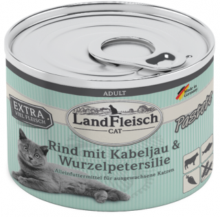 LandFleisch Pastete hovězí, treska a petržel - konzerva pro kočky 195 g