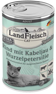 LandFleisch Pastete hovězí, treska a petržel - konzerva pro kočky 400 g