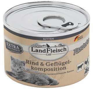 LandFleisch Pastete Kitten hovězí a drůbeží koktejl - konzerva pro koťata 195 g