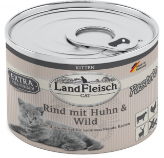 LandFleisch Pastete Kitten hovězí, kuře a zveřina - konzerva pro koťata 195 g
