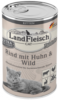LandFleisch Pastete Kitten hovězí, kuře a zveřina - konzerva pro koťata 400 g