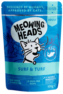 Meowing Heads Surf and Turf - kapsička pro kočky 100 g