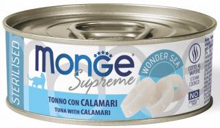 Monge Supreme STERILISED tuňák pruhovaný a kalamáry - konzerva pro kočky 80 g
