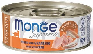 Monge Supreme STERILISED tuňák pruhovaný a krab - konzerva pro kočky 80 g