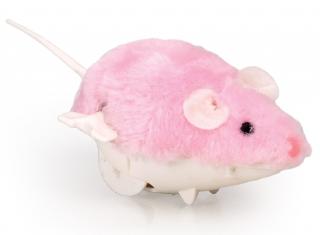 Myška natahovací PLYŠOVÁ 8 cm s ocáskem - hračka pro kočky