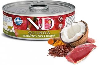 N&D Quinoa Skin Coat Duck Coconut - konzerva pro kočky 80 g