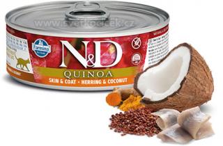 N&D Quinoa Skin Coat Herring Coconut - konzerva pro kočky 80 g