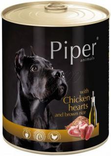 Piper s kuřecími srdíčky a hnědou rýží - konzerva pro psy 800 g