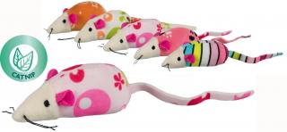 Plyšová/látková myš s catnipem 9-12 cm - hračka pro kočky