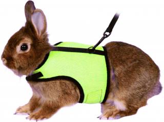 Postroj vesta s vodítkem pro zakrslého králíka Barva: fosforově žlutá
