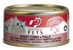 Professional Pets hovězí, tuňák a kuře - konzerva pro kočky 70 g