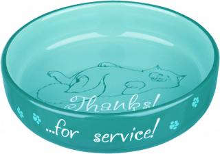 Široká keramická miska pro kočky - dík za obsloužení Barva: světle modrá