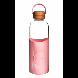Skleněná lahev se silikonovým rukávem 1 L, Neon Kactus, růžová