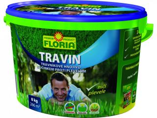 FLORIA - TRAVIN trávníkové hnojivo s účinkem proti plevelům 3v1 Hmotnost: 8 kg
