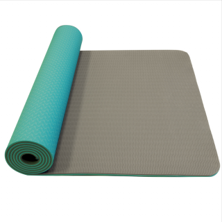 YATE Yoga Mat dvouvrstvá, materiál TPE barva: tyrkys/šedá