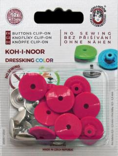 Knoflíky snímatelné montérkové Dressking plast/Fe průměr 17mm (v.17) 10ks/karta 1910 tm.růžová (cena / karta)