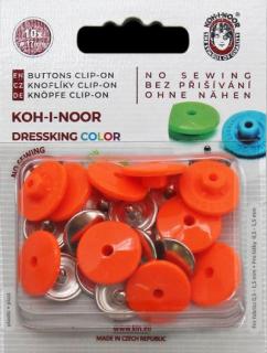 Knoflíky snímatelné montérkové Dressking plast/Fe průměr 17mm (v.17) 10ks/karta 1930 oranž (cena / karta)