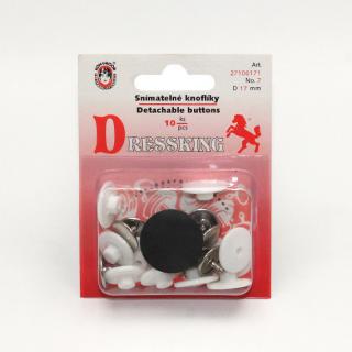 Knoflíky snímatelné montérkové Dressking plast/Fe průměr 17mm (v.17) 10ks/karta bílá (cena / karta)
