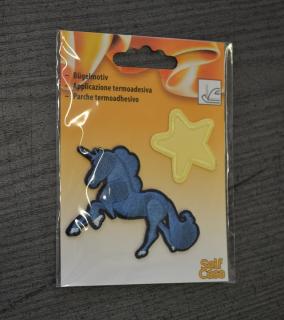 Nášivka nažehlovací Self Casa 7x4cm a 3x3cm 1ks/karta Jednorožec a hvězda (cena / kus)