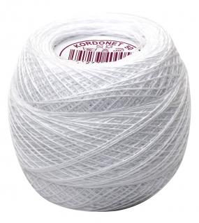 Příze Kordonet 50 100%bavlna 20g/230m 10ks/bal. 0010 bílá (cena / klubko)