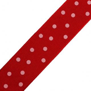 Stuha taftová tisk 117 236 258 š.25mm 10m/bal. červená, puntík (cena / balení)