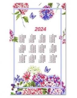 Utěrka Kalendář 2024 100%bavlna 42x70 cm. Hortenzie (cena / kus)